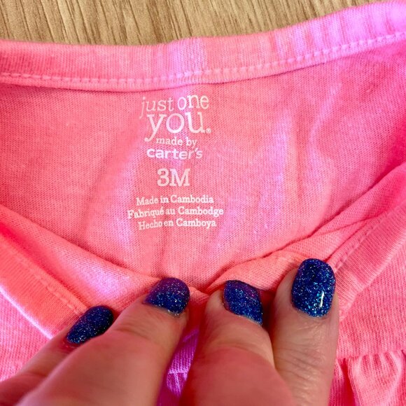 Just One You Carters Baby Girl Dress sz 3M in Pink with Bird Applique - Picture 4 of 7